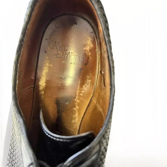 Allen Edmonds Hampstead Men’s Black Woven Wingtip Oxford Shoes Size 12B - 1908 - Picture 6 of 8